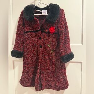 Blueberi Boulevard Red and Black Kids Pea Coat